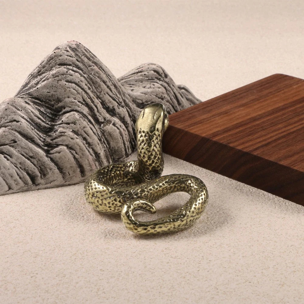 Solid Brass Snake Figurine for Garden and Home Decor