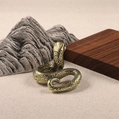 Solid Brass Snake Figurine for Garden and Home Decor