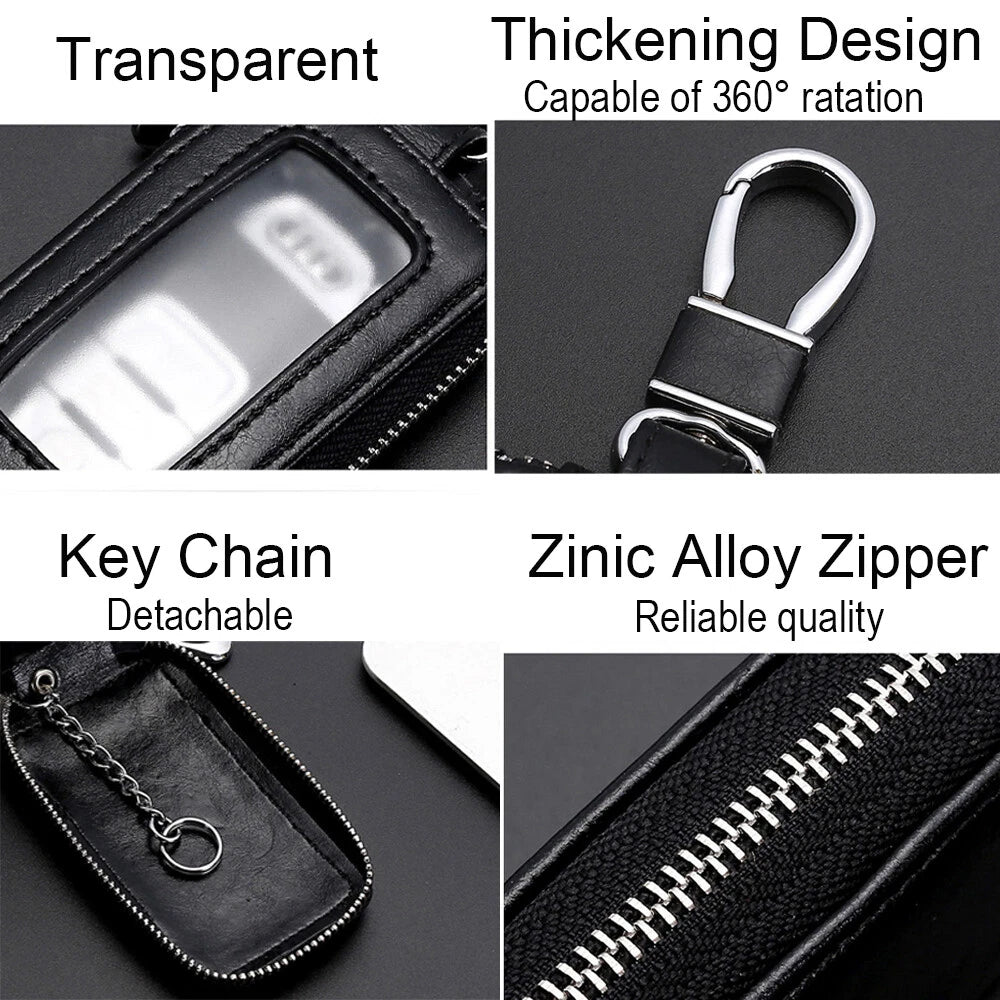 2X Leather Car Remote Key Fob Zipper Wallet Holder Case Cover