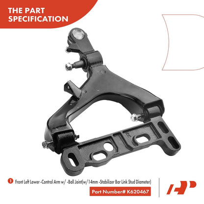 Set of 6 Front Control Arms with Ball Joints for Chevy Trailblazer (2004–2007) - 19133638, 22157320, K6664