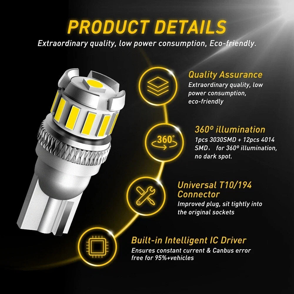2X T10 921 194 LED Backup Reverse Light Bulbs for Camper Trailer (12V)