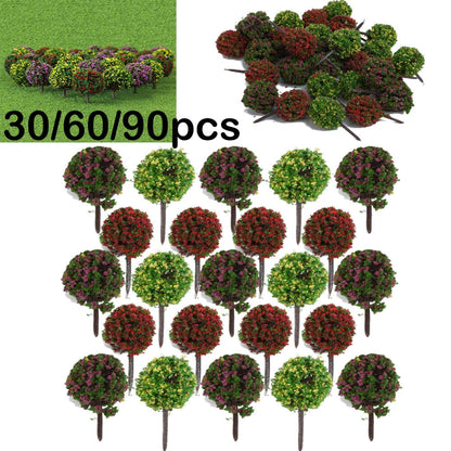 30/60/90x Flower Trees for HO Scale Model Train Layout (Garden Park Scenery)
