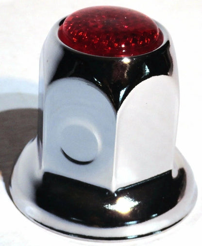 Set of 20 Lug Nut Covers for Universal Vehicles (UP#10039) Chrome Red Reflector