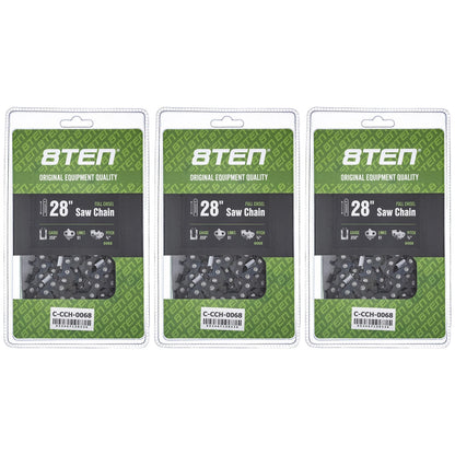 3 Pack Full Chisel Chainsaw Chain 28 Inch .050 3/8 91DL for Stihl MS440 MS660 (72EXL091G, 72EXJ091G)
