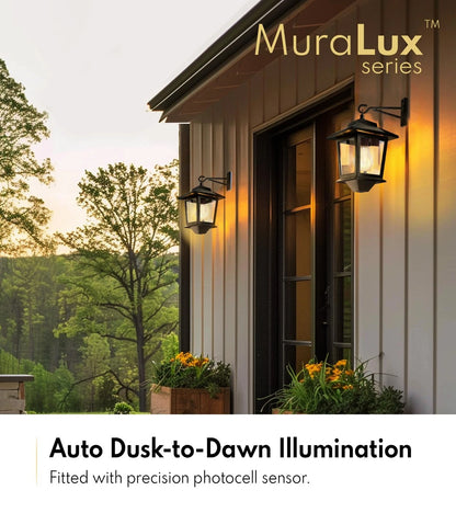 2X Solar Wall Lanterns for Outdoor Use (Black)