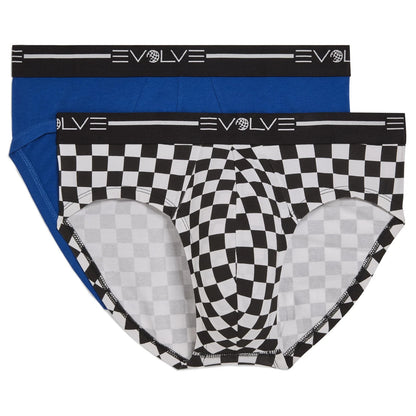Cotton Stretch No Show Socks for Men - Lapis Blue/Check Black White