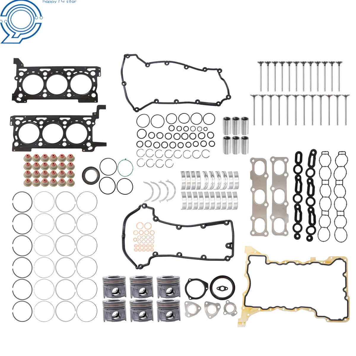 Engine Pistons Gasket Bearings Valves Kit for Jeep Grand Cherokee (2002–2014)