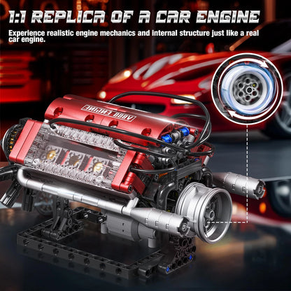 V8 Engine Building Blocks Set for Model Kit (Runs)