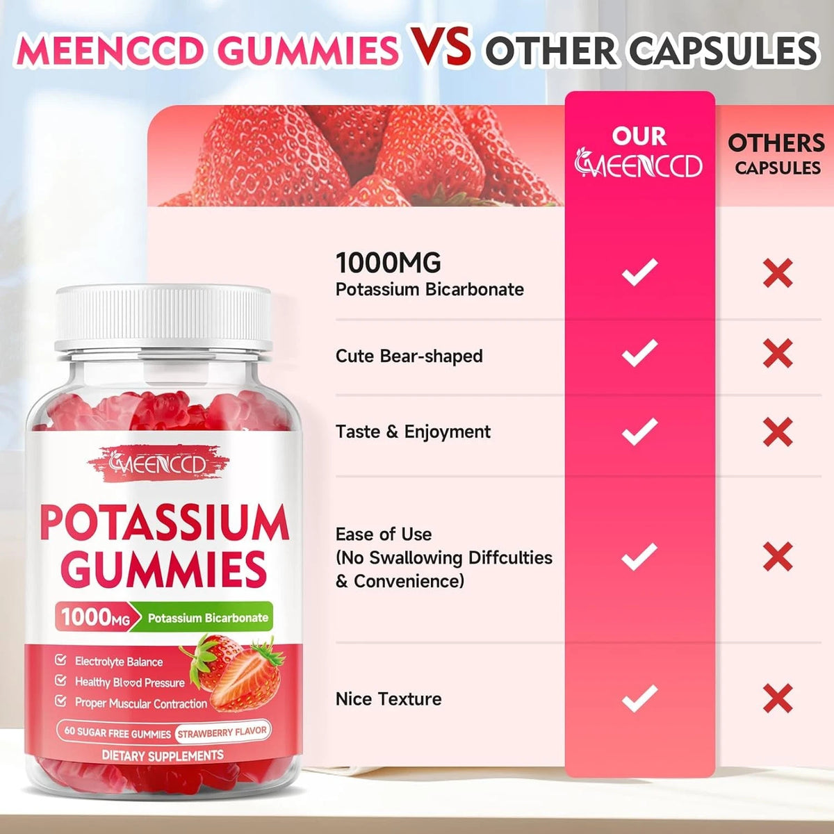 Potassium Gummies 1000mg for Health Supplement (Pack of 1)
