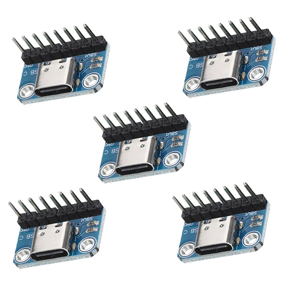 5X USB Type C Breakout Board Female 2.54MM with Pin Header Connector
