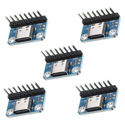 5X USB Type C Breakout Board Female 2.54MM with Pin Header Connector