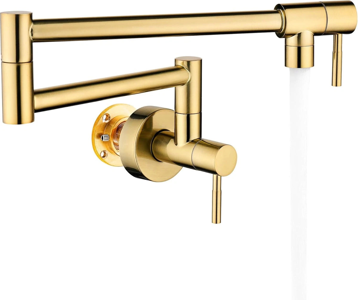 Brushed Gold Pot Filler Faucet for Wall Mount (No Part Numbers)