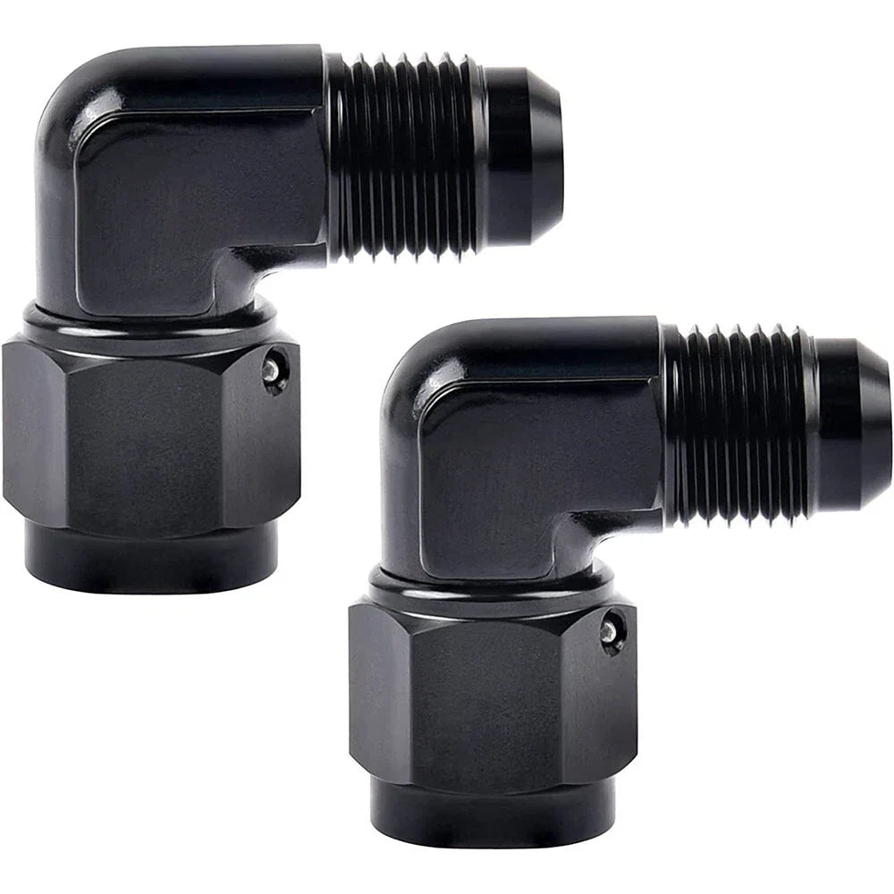 2x 6/8/10/12AN Female to Male Bulkhead Flare Adapter Swivel Hose Fitting 90°