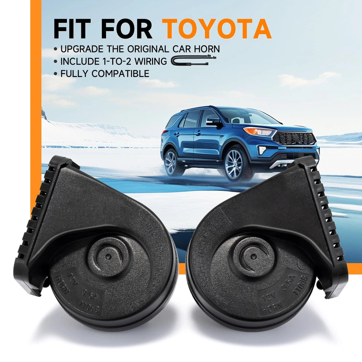 Car Horn for Toyota RAV4 (2019–2023) 12V 1 to 2 Plug Compatible