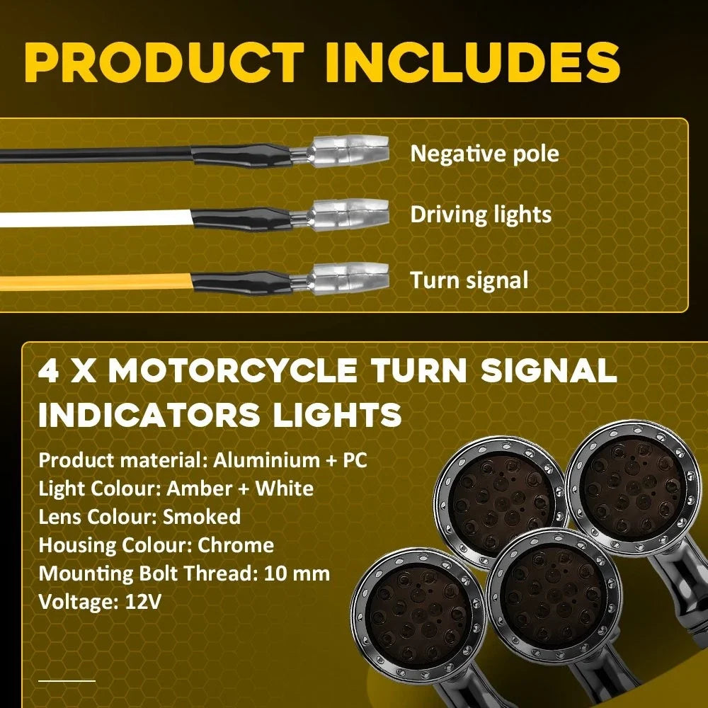 4Pcs LED Blinker Turn Signal DRL Light for Harley Sportster 1200 883 (2004–2023)