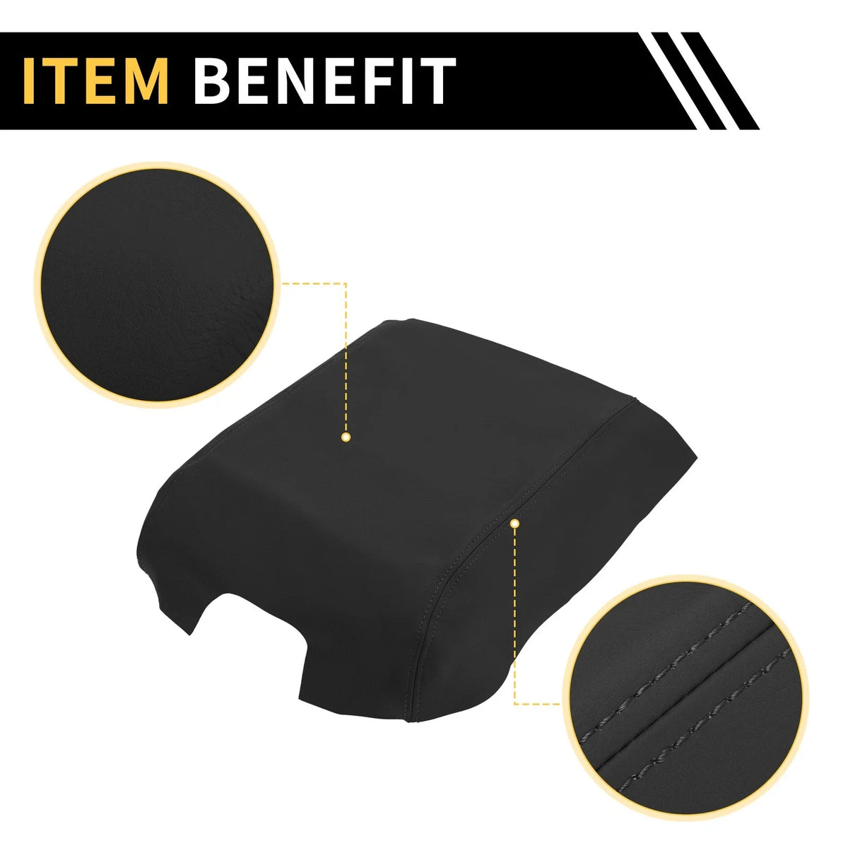 Console Lid Armrest Cover for Ford F-150 (2015–2020) Microfiber Leather Black