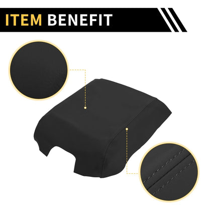 Console Lid Armrest Cover for Ford F-150 (2015–2020) Microfiber Leather Black