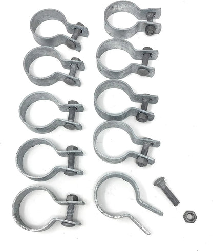 10 Pack Brace Bands for Chain Link Fence - Includes Bolts & Nuts