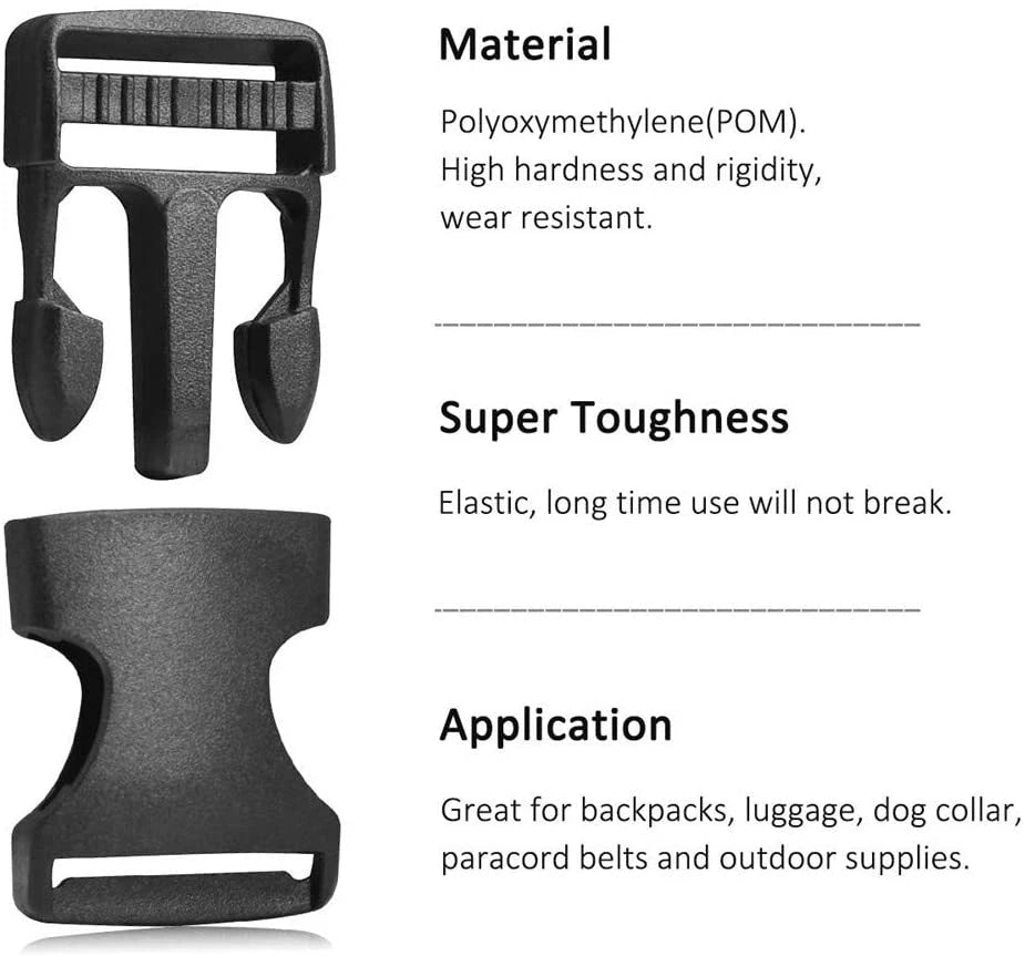 60PC Webbing Strap Set for Backpack Collar with Side Release Clips & Buckles