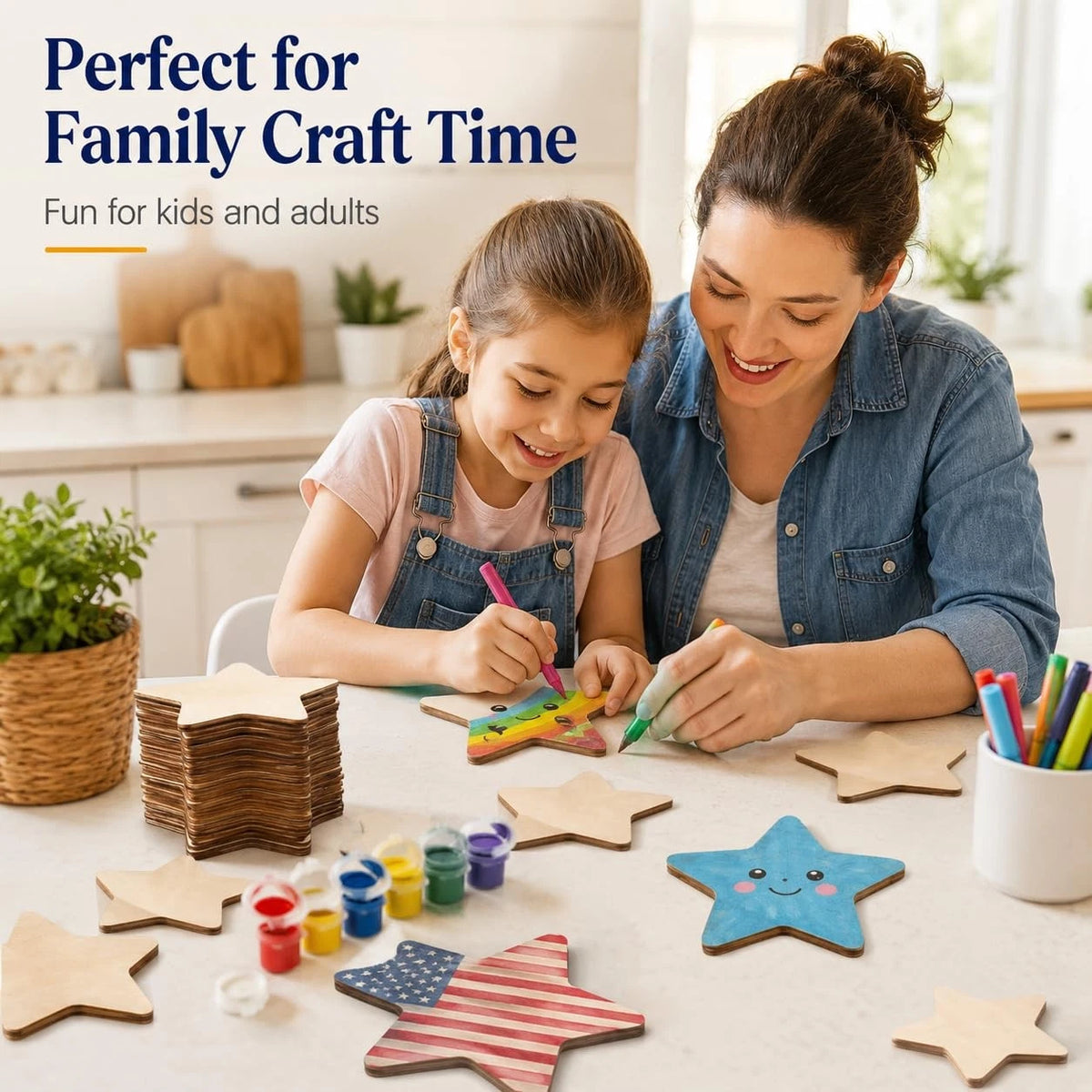 50pcs Wooden Star Cutouts for Painting
