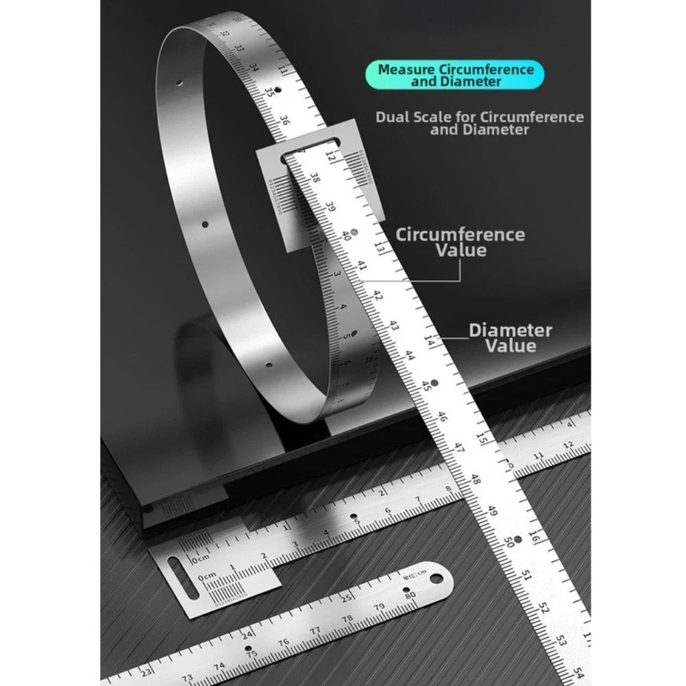Stainless Steel Pi Tape Measure 0-1200mm Diameter Circumference Dual Scale