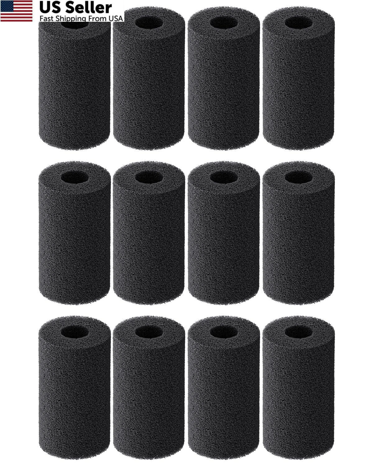 12 Pack Pre-Filter Sponge for Aquarium Filter 0.8" Intake Black