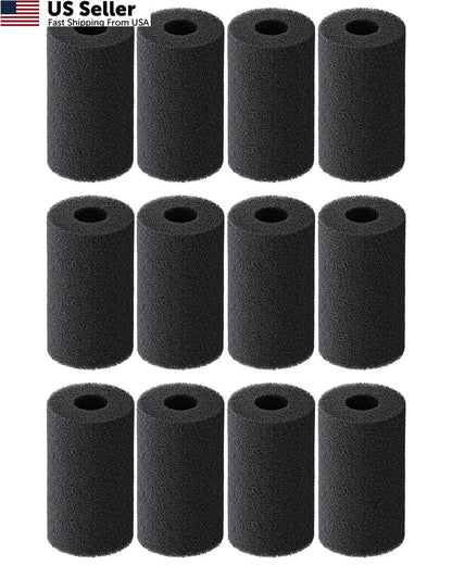 12 Pack Pre-Filter Sponge for Aquarium Filter 0.8" Intake Black