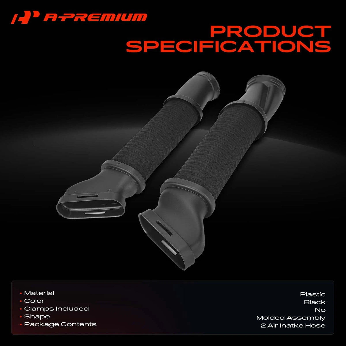 2X Engine Air Intake Hose for Mercedes-Benz SL550 SL63 AMG (2007–2012) 2780902282, A2780902282, 2780902382