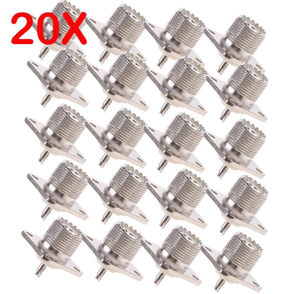 20PC UHF Female Jack SO-239 Bulkhead Panel Mount Connector