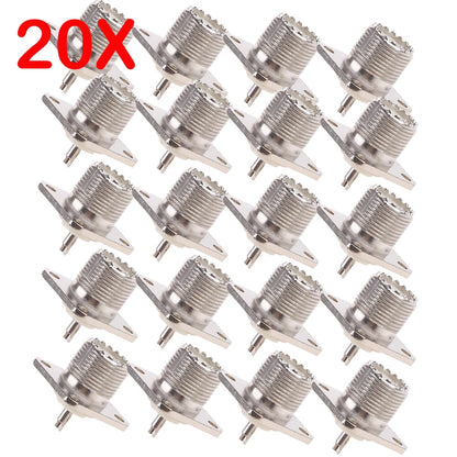 20PC UHF Female Jack SO-239 Bulkhead Panel Mount Connector