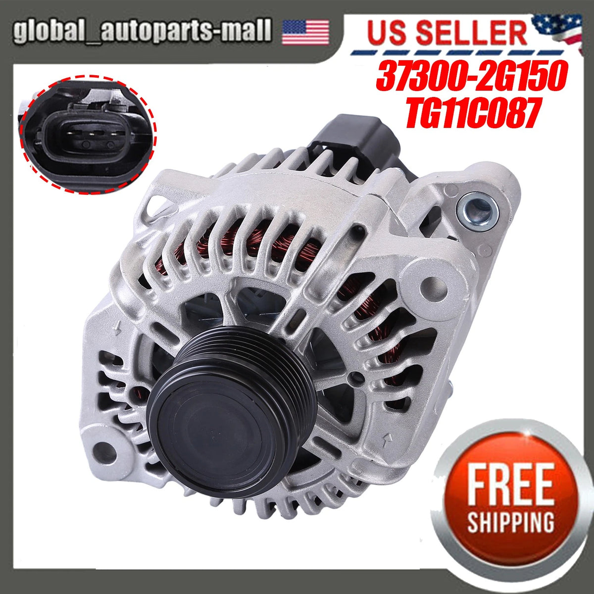 Alternator for Hyundai Sonata L4 2.4L (2010–2013) 37300-2G150, 11066, 15598