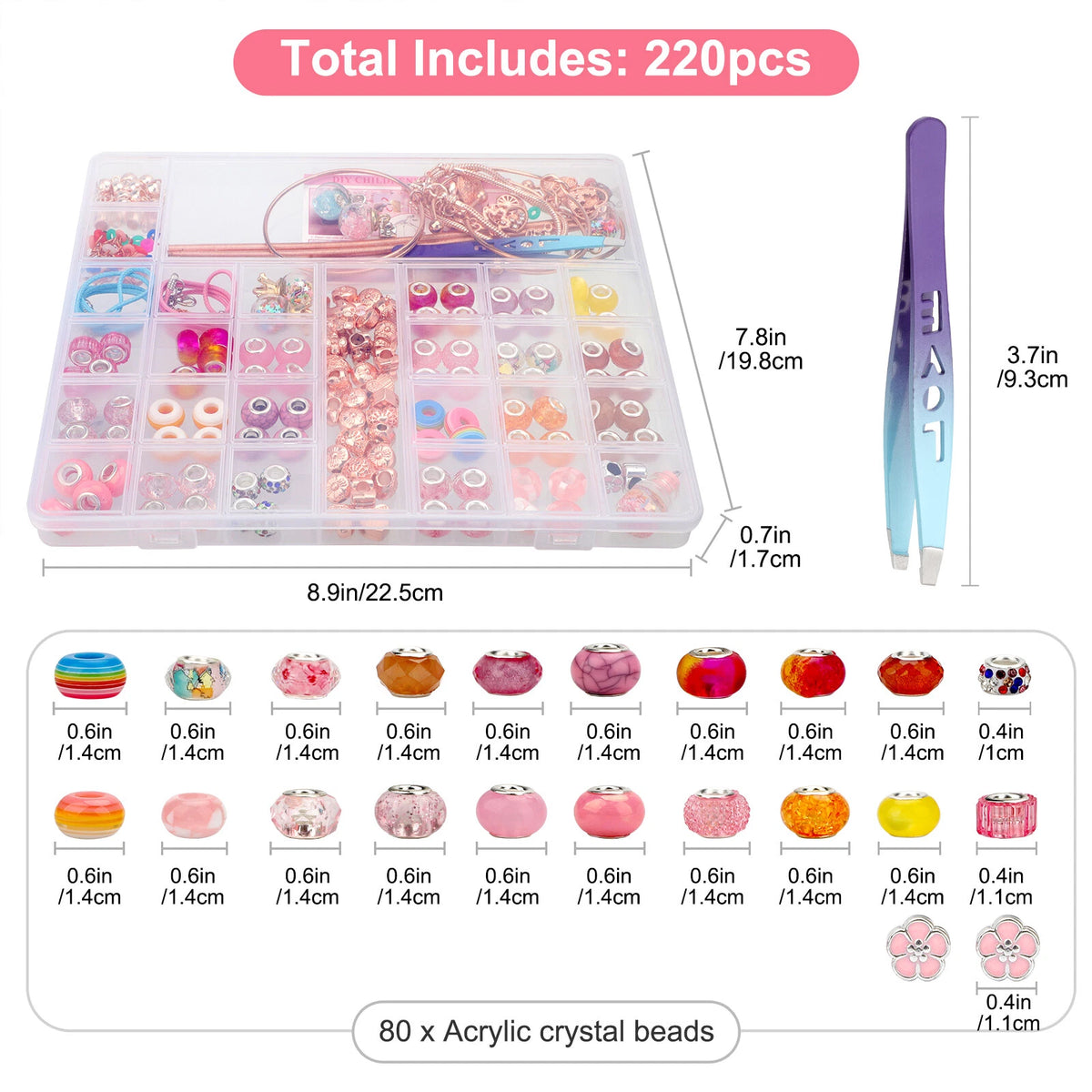 2X Acrylic Beads Jewelry Craft Set for DIY Bracelet Necklace Making