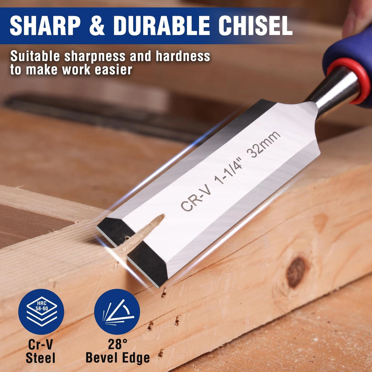 10-Piece Wood Chisel Set for Various Applications (No Specific Years)