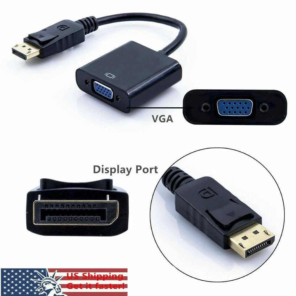 25X Display Port DP to VGA Adapter Cable 1080P for Laptop Desktop Monitor