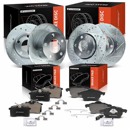 Set of 4 Drilled Brake Rotors & Ceramic Pads for Audi Passat (2002–2004) BR34023, AX34023, P-340A