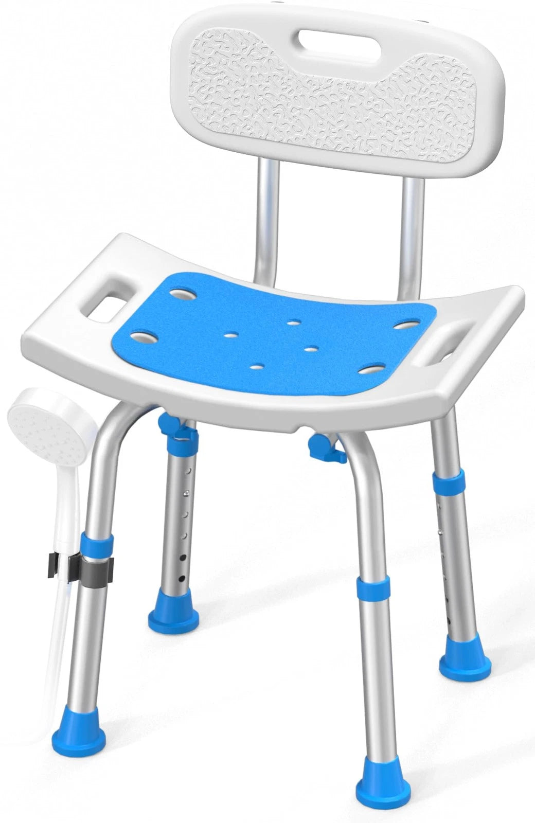Shower Chair for Inside (400 lbs, Removable Back, White)