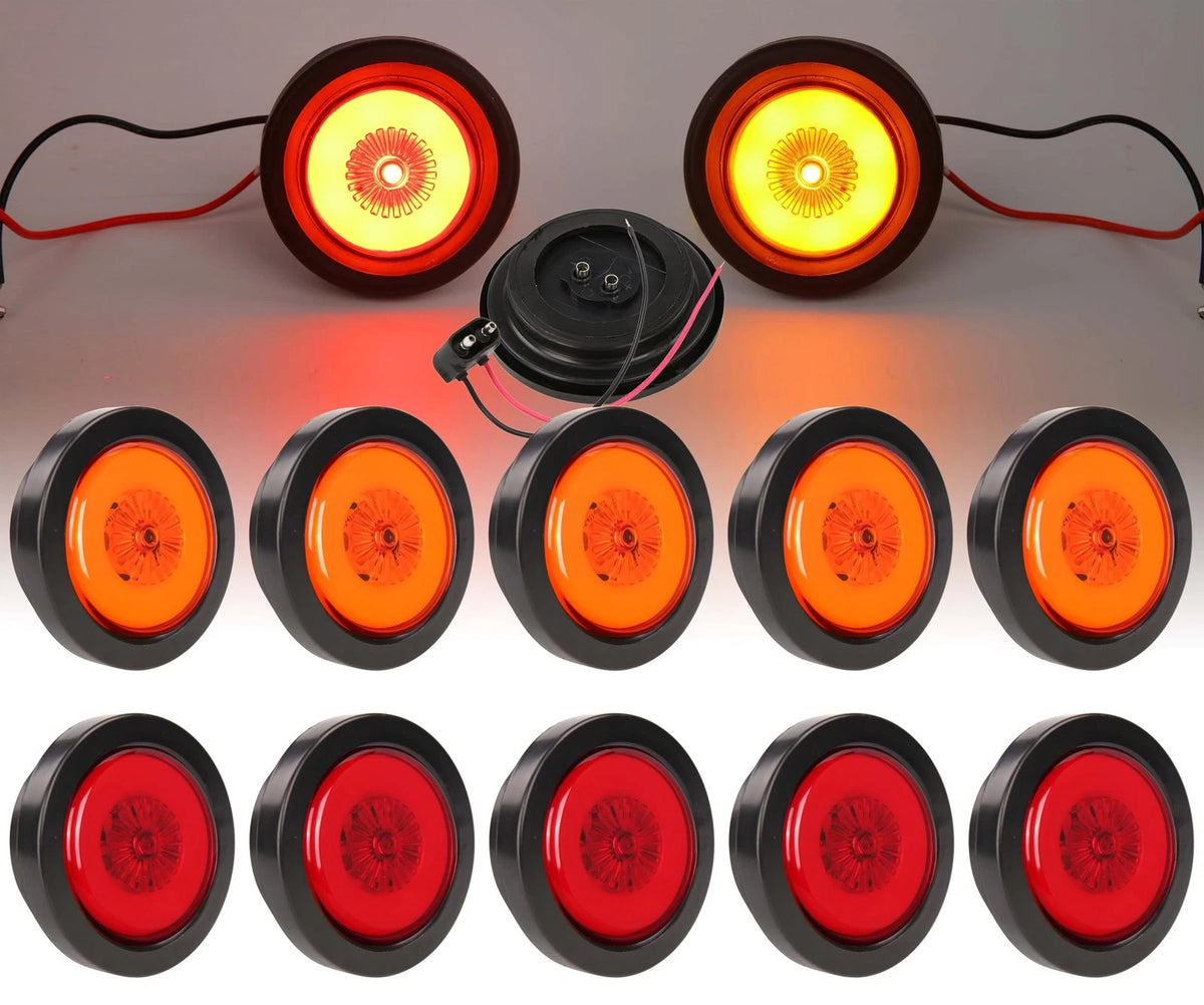 2X 2.5 Inch Round LED Marker Lights, IP67 Waterproof for Trailer, Truck