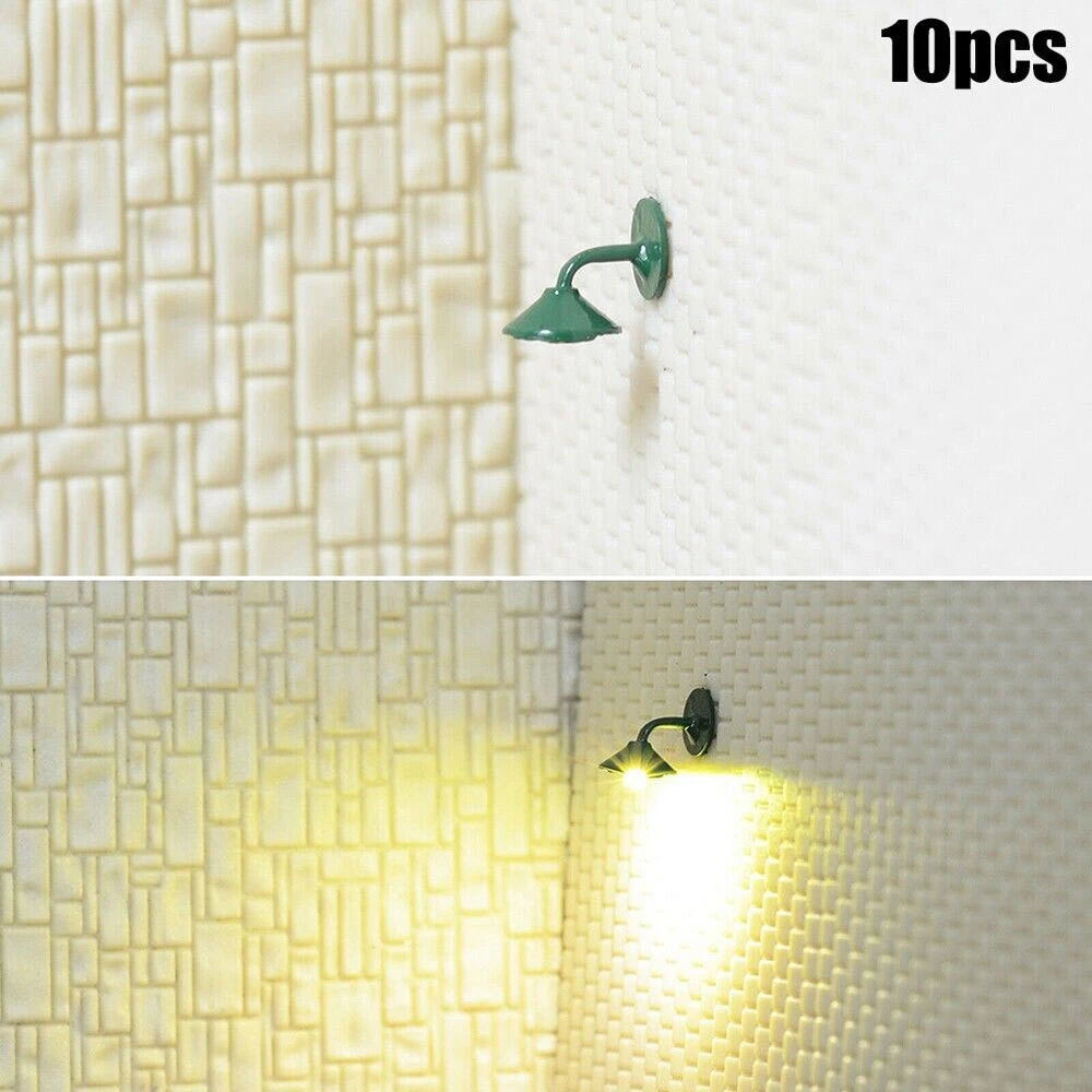10Pcs LED Wall Lamp Posts for OO/HO Scale Models
