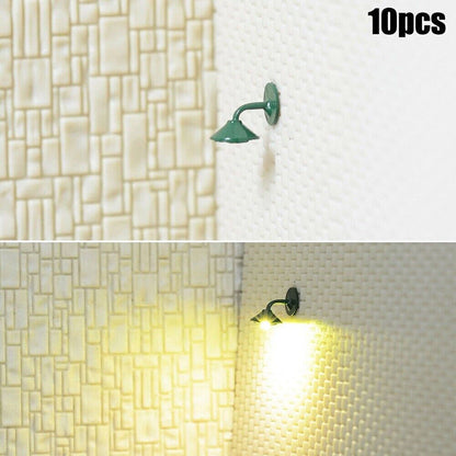 10Pcs LED Wall Lamp Posts for OO/HO Scale Models