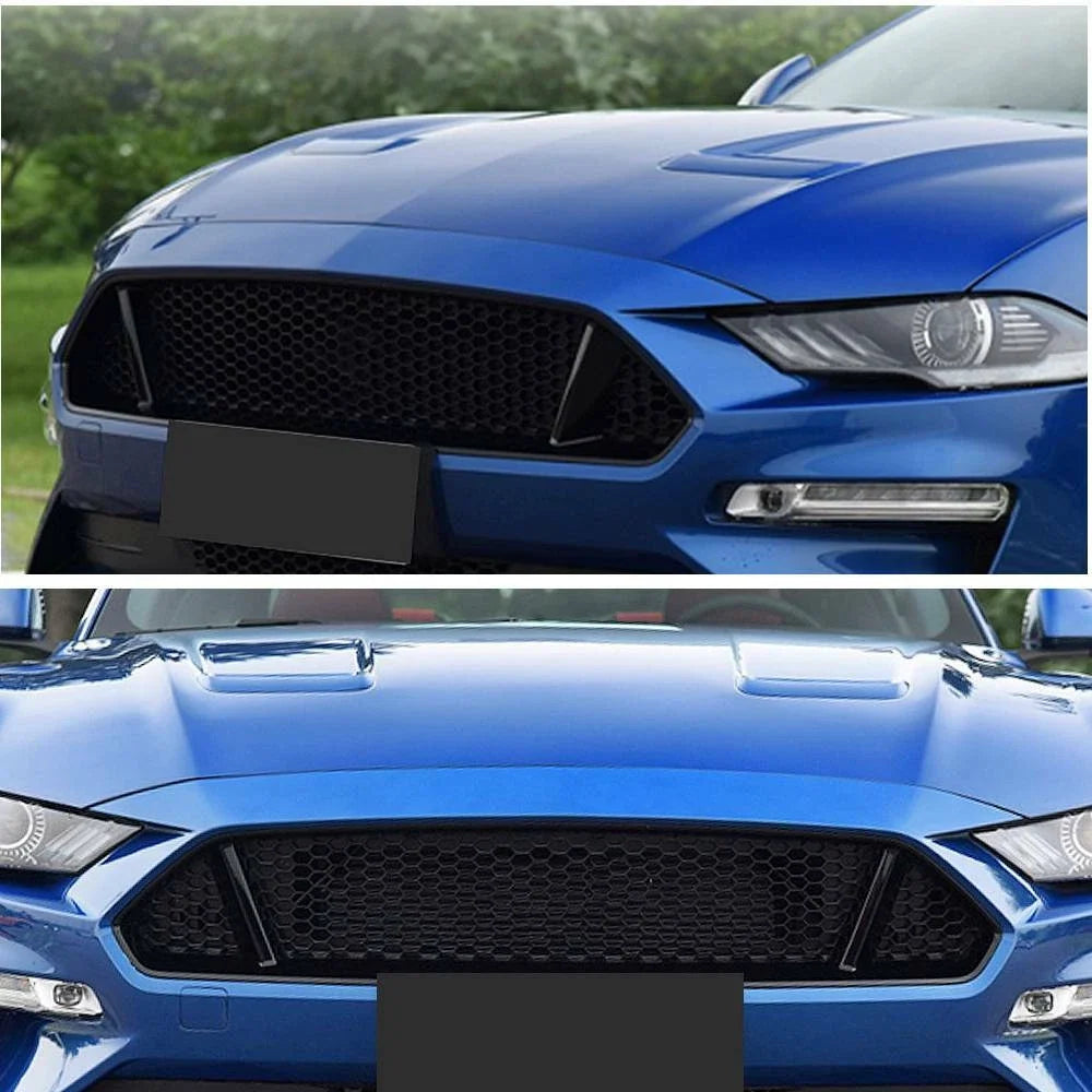 Front Upper Grille Mesh Grill Honeycomb Black ABS for Ford Mustang (2018–2021)