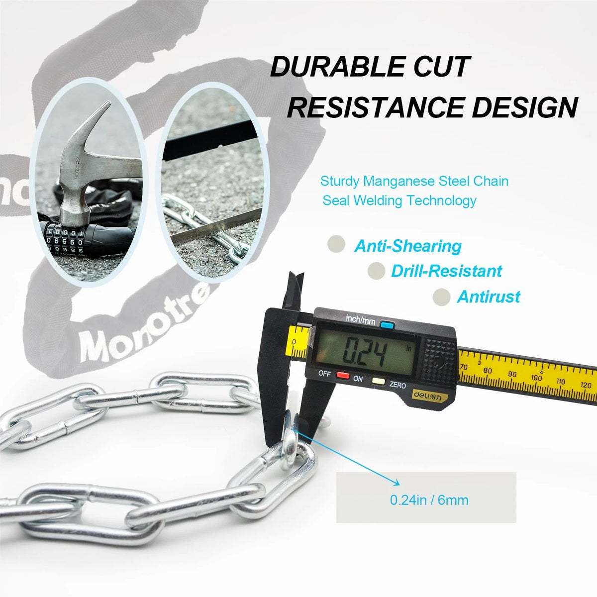 5-Digit Resettable Combination Bike Chain Lock for Monotre (2023–2023)