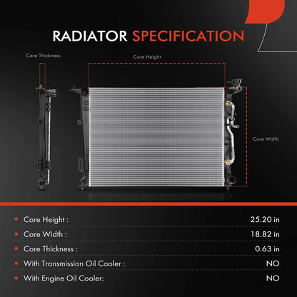 Aluminum Radiator for Kia K900 (2015) 253103T200, 13527, A13527