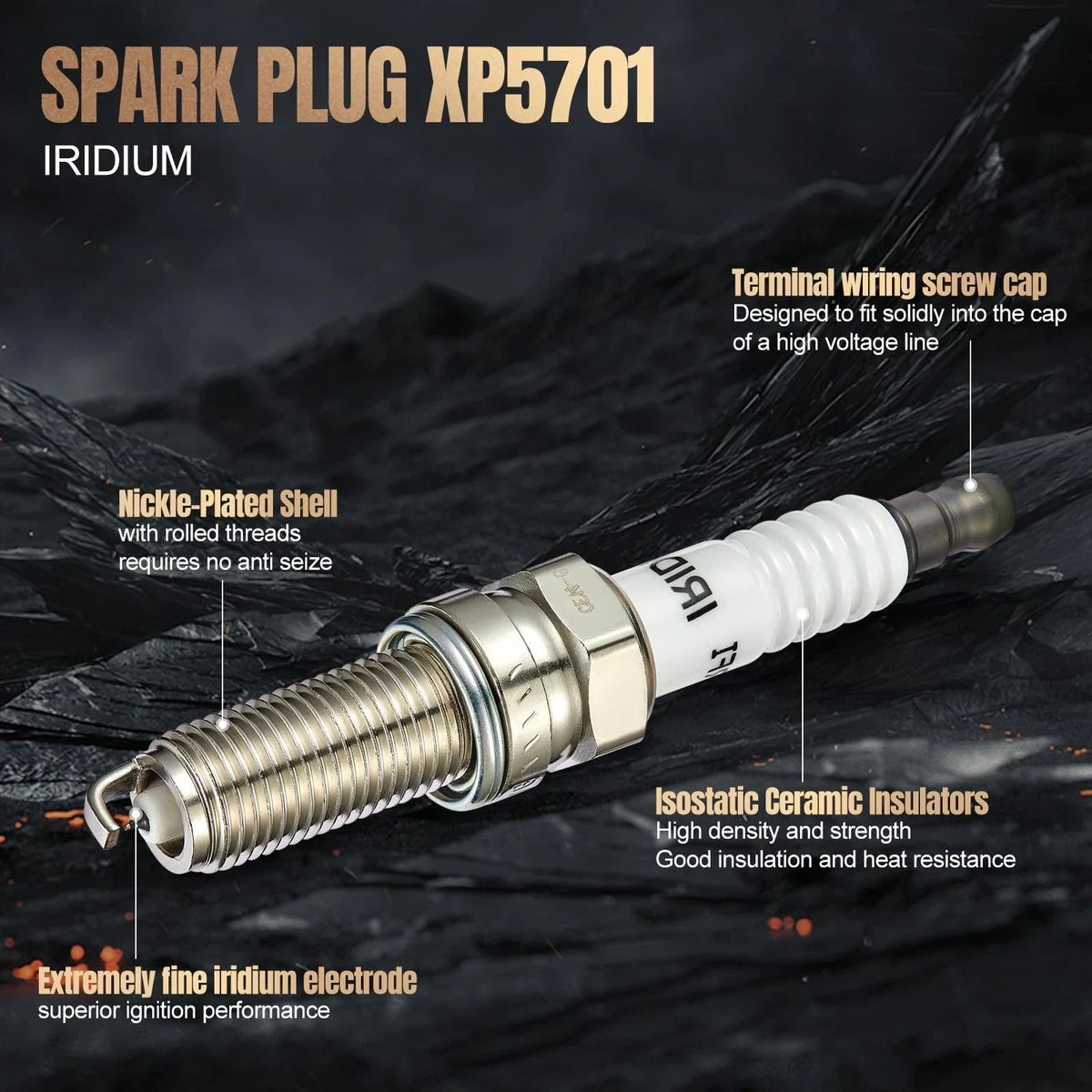 Set of 4 Iridium Spark Plugs for Jeep Cherokee 3.2L (2014–2022) XP5701