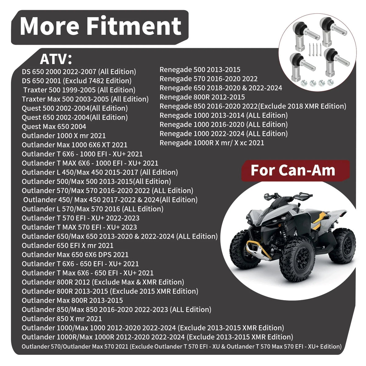 2 Tie Rod Ends for Can Am Outlander 800R XT XTP DPS EFI (2012–2015)