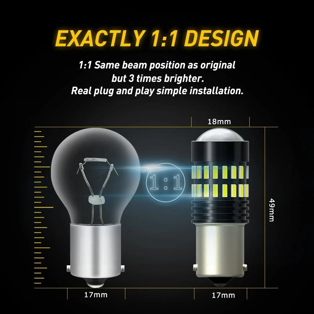 2X White 1156 BA15S 48SMD LED Turn Signal Bulbs for Cars