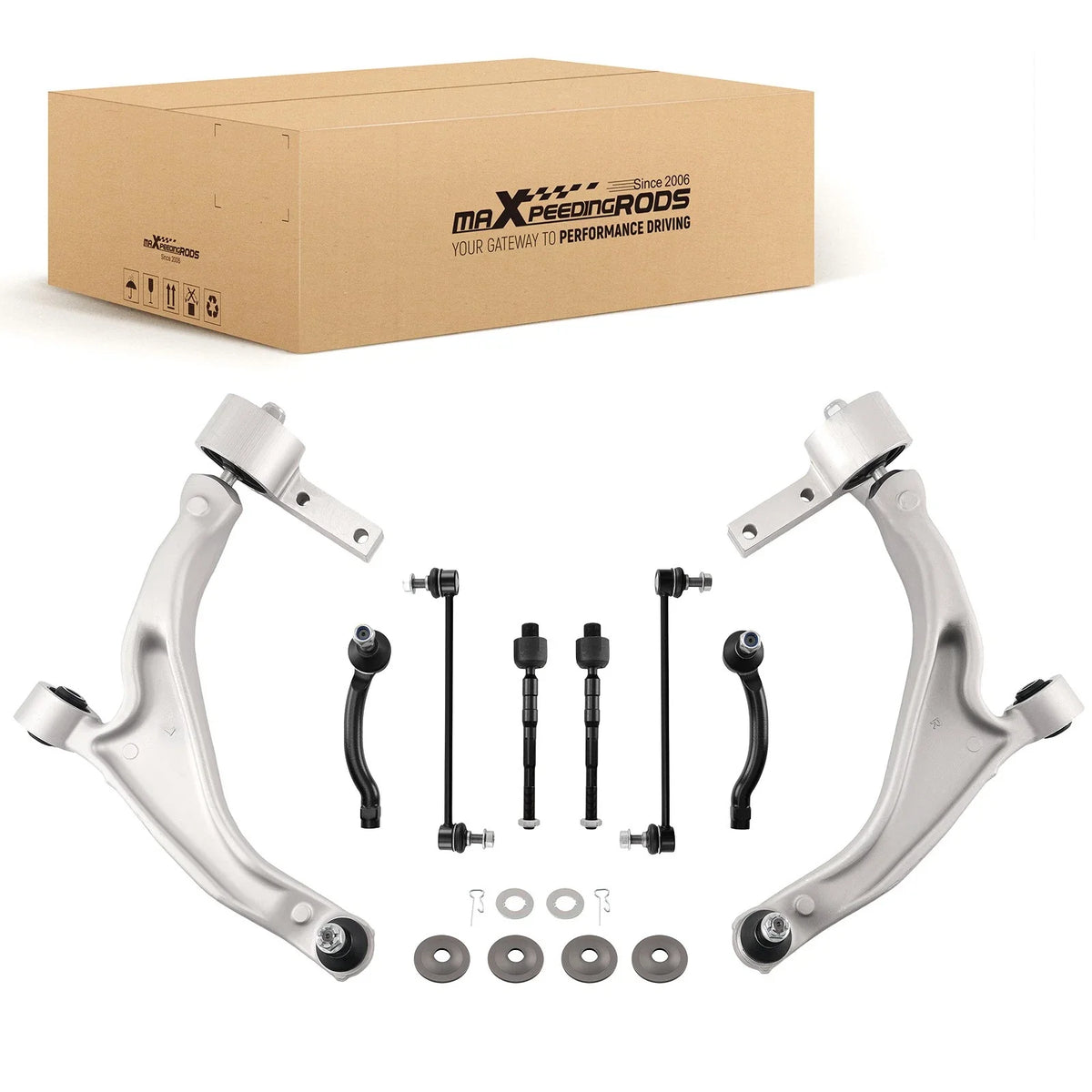 Set of 4 Front Control Arms Sway Bar Links Tie Rods for Honda Pilot (2009–2015)