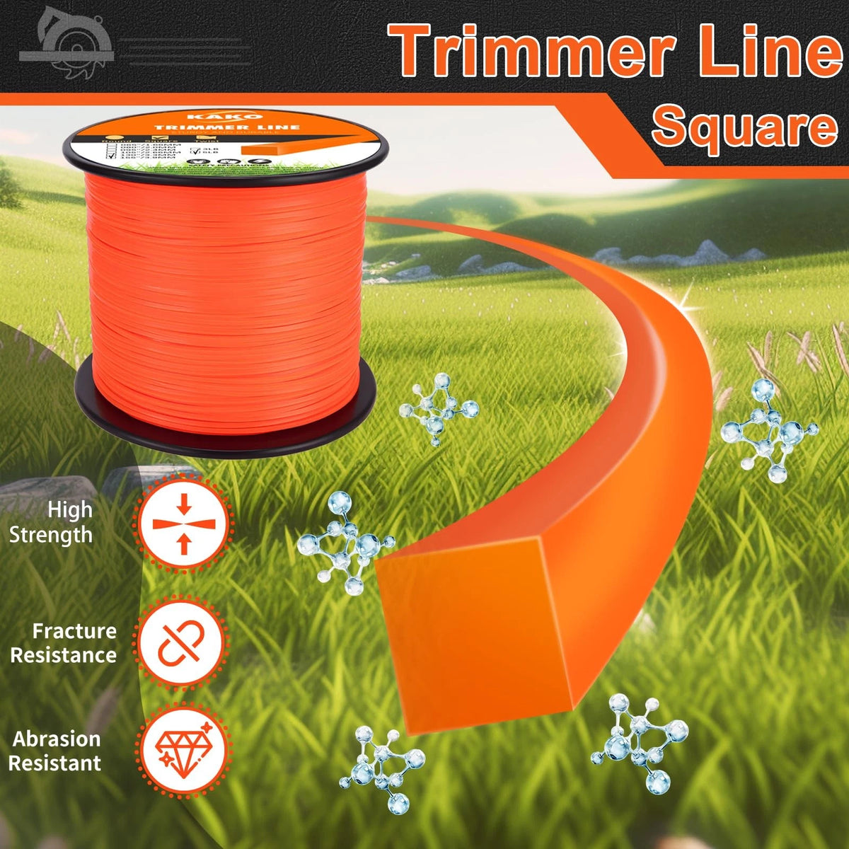 2X 155 Trimmer Line for Weed Eater (155") - 5lb 475ft, Orange