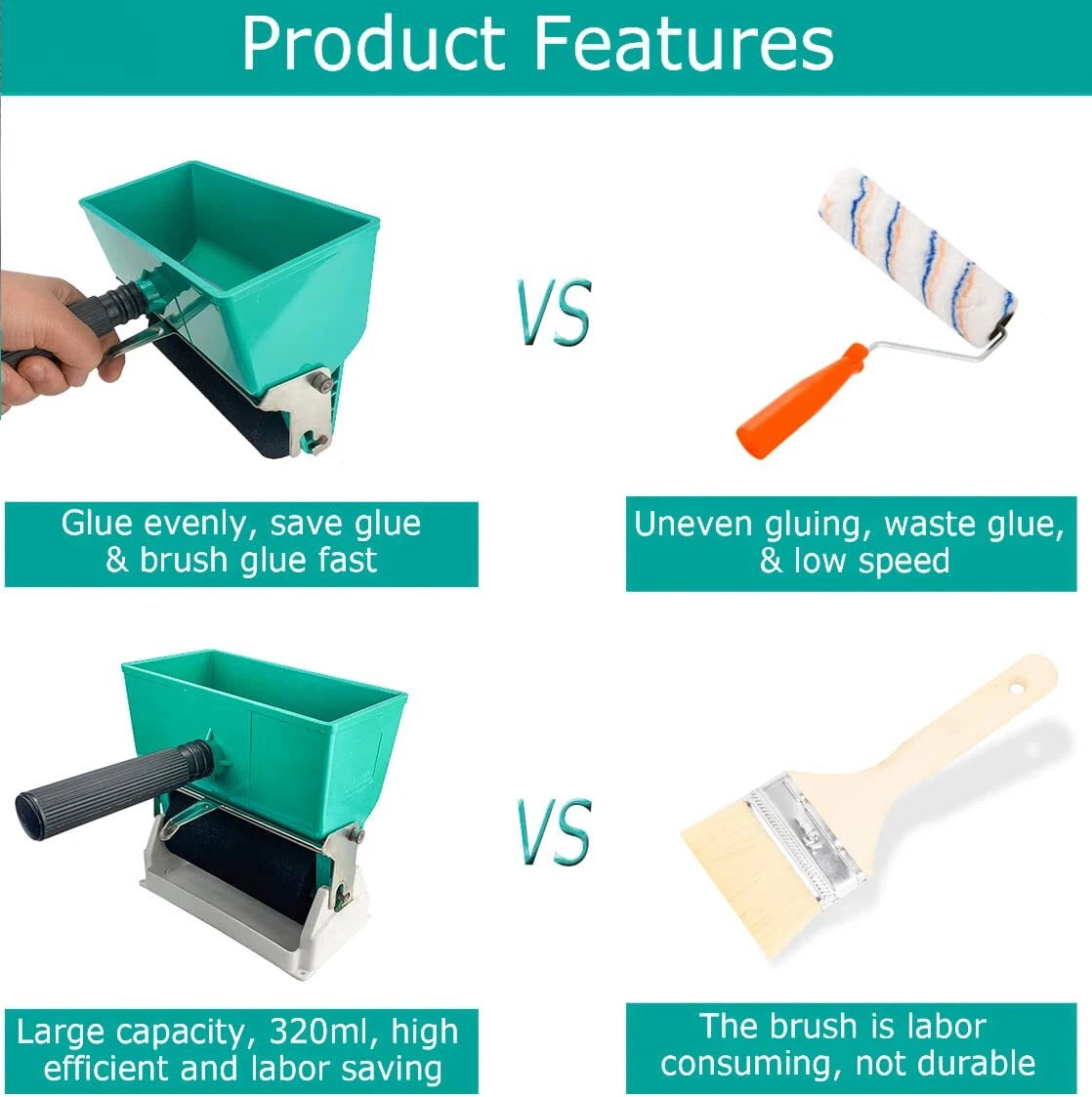 6 Inch Portable Glue Applicator Roller for Handheld Use
