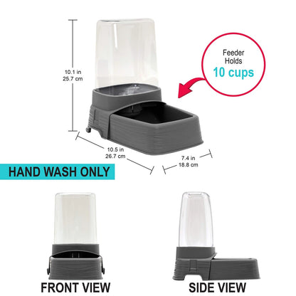 Sport Pet Gravity Feeder and Waterer for Small Pets (Small, Gray)