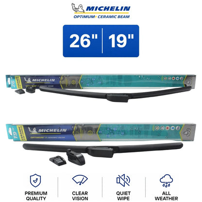 Set of 2 Michelin Optimum+ 26"/19" Ceramic Beam Wiper Blades for Audi (2015–2020)